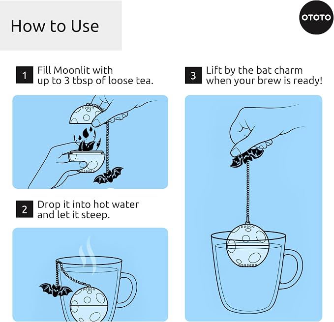 Cute Tea Strainers - Loose Leaf Tea Steeper, Tea Infuser for Loose Leaf Tea, Tea Diffusers, Tea Accessories, Mushroom Gifts, Cute Kitchen Accessories, White Elephant Gifts, (Moonlit, Spooky, Gothic)