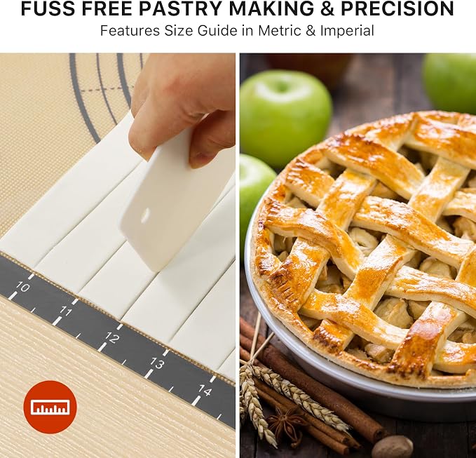 DANIA & DEAN 36"x24" Extra Thick Silicone Baking Mat for Pastry and Bread | Non-Slip & Non-Stick Mat with Measurements, for Pizza, Pie Crust, Dough Rolling, Pasta & Sourdough, Reusable Counter Sheet