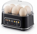 Elite Gourmet Digital Egg Cooker, 6-Egg, Onsen Tamago, Black | One-touch menu cooks soft, medium, or hard-boiled eggs plus poached eggs and omelets - audible alert on/off - auto shut-off