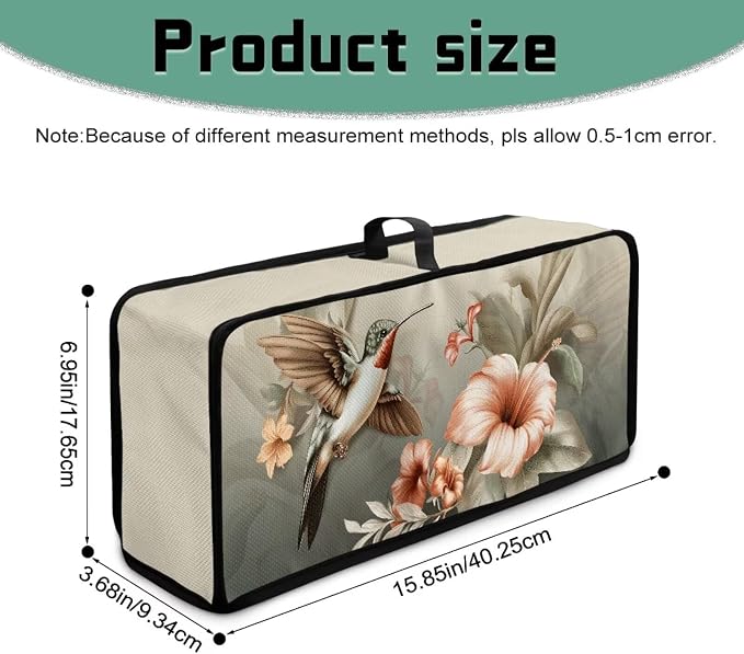 ZDCUSTOM 2 Slice Slim Toaster Cover Keep Kitchen Small Appliance Clean Dustproof Waterproof Long Slot Bread Maker Machine Dust Cover Vintage Flower Hummingbird