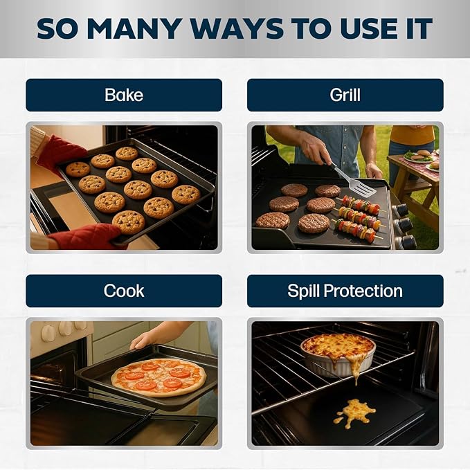 Cooks Innovations Non-Stick Oven Liner 3 Pack BPA-Free Heat Resistant Mat | Convection, Electric, Gas & Microwave Ovens | PFOA Free | Baking Mat