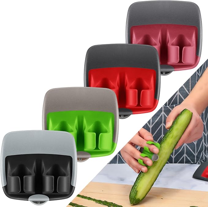 Mudder 4 Pieces Finger Grip Vegetable Fruit Peelers for Kitchen Palm Carrot Potato Peeler with Comfortable Rubber Finger Grip Veggie Peel Tools for Pumpkin Apple Cucumber Kiwi