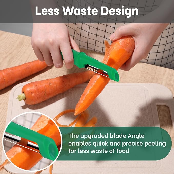 Beneno Swivel Vegetable Peeler, Premium Smooth Peeling Potato Peeler, Green | Razor-Sharp Stainless Steel Blade, Ergonomic Non-Slip Grip, Built-In Potato Eye Remover, Durable Design for Fruits & Veggies