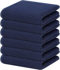 Homaxy 100% Cotton Waffle Weave Kitchen Dish Towels 6-Pack, Dark Navy | 13 x 28 Inches, Ultra Soft Absorbent Dish Towels, Quick Drying Cleaning Towels