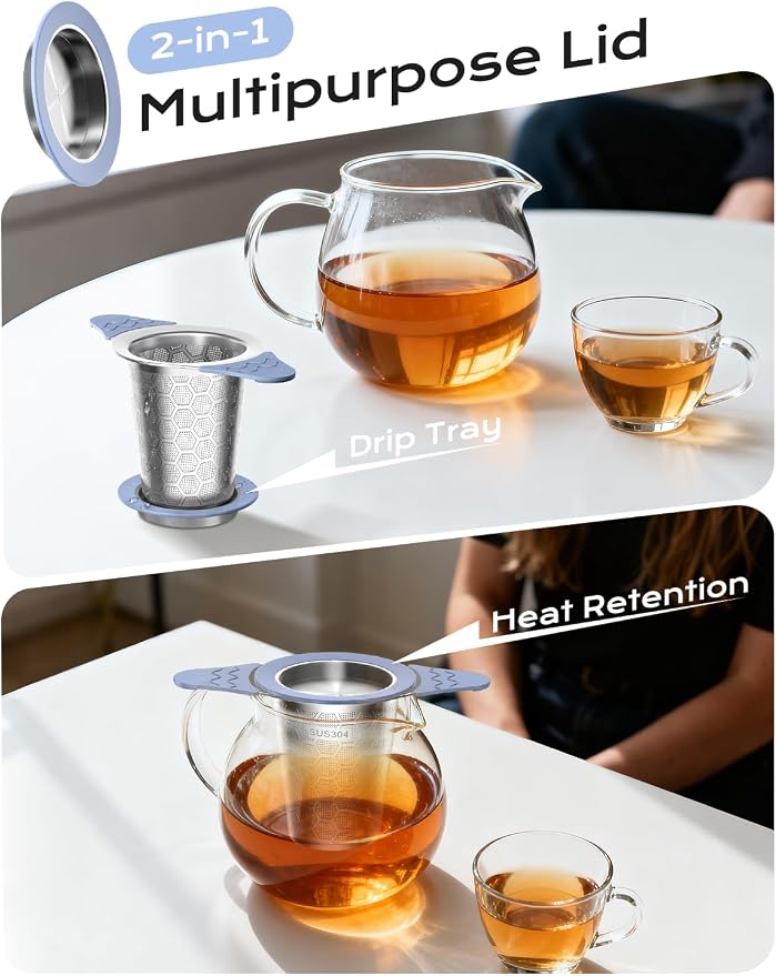 2PCS Tea Infuser for Loose Leaf Tea,Stainless Steel Tea Infuser with Heat Proof Silicone Handles,Extra Fine Mesh Tea Strainers Filter Fine Tea Leaves Effectively,Fits TeaPots/Mugs