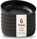 HOMQUEN Pasta Bowls Set of 6, 37oz Salad Bowls Black Soup Bowls, Large Pasta Serving Bowls, Unbreakable Plastic Dinner Bowls, Dinnerware Sets,Valentines Day Gift, Dishwasher Safe (Black)
