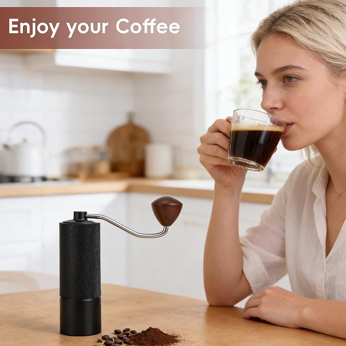 Portable Manual Coffee Grinder 25g Capacity Hand Crank Coffee Grinder Mill | CNC Stainless Steel Conical Burr,Internal Adjustment,for Espresso Pour Over French Press Moka for Office Home Travel Camping