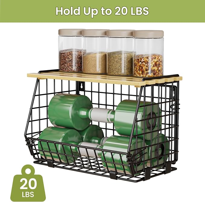 Hanging Fruit Basket for Kitchen, 3 Pack Vegetable Produce Basket | Wall Mounted & Countertop Wire Storage Basket for Potato Onion Fruits Vegetables, Pantry Organizers Storage