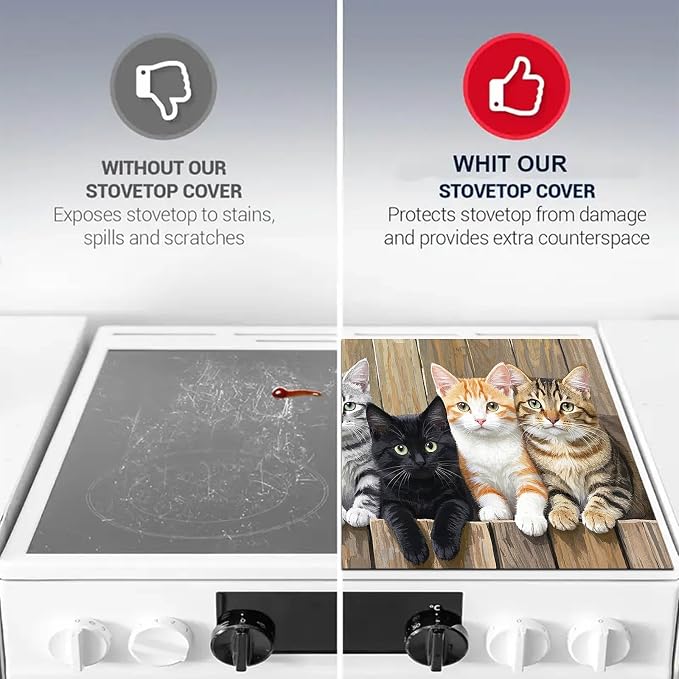 HOMETITUTE Stove Top Cover 28x20 Cute Cat Pet Diatomite Heat Resistant Mat