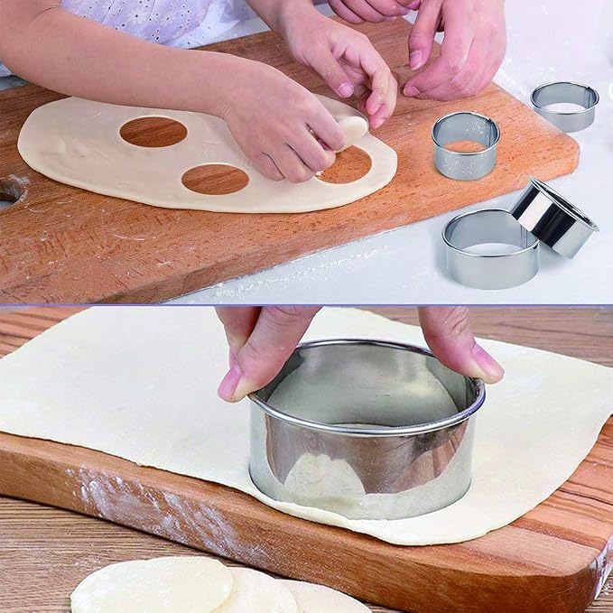 Bukuwa 12 Pcs Round Cookie Biscuit Cutter Set, Graduated Circle Cutters | 18/8 Stainless Steel, Pastry Cookie Cutters, Donut Cutter Ring Molds for Baking, Cooking, Gift