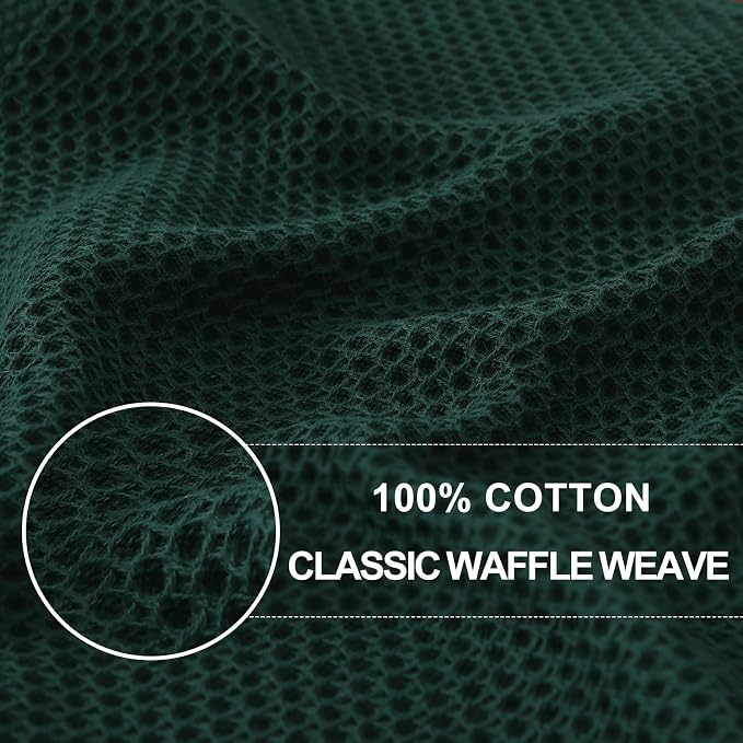 Homaxy 100% Cotton Waffle Weave Kitchen Dish Cloths, 4-Pack, Blackish Green | 12 x 12 Inches, Ultra Soft Absorbent Dish Towels, Quick Drying Dish Rags with Hanging Loop