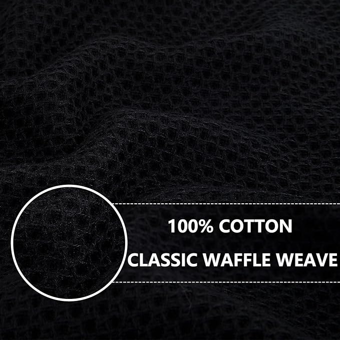 Homaxy 100% Cotton Oversized Waffle Weave Kitchen Towels 6-Pack, Black | 20 x 28 Inches, Ultra Soft Absorbent Dish Towels, Quick Drying Large Cleaning Towels