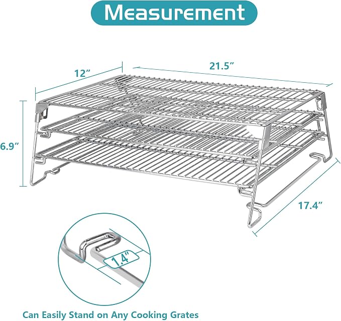 Jerky Racks for Traeger Smoker Pro 575 22 34 Grilling Cooling Warming Rack for Pit Boss 21" Depth Barrel Pellet Grill Pitboss Austin XL Parts 3 Tiered Stainless Steel Seasoning Smoking BBQ Accessories