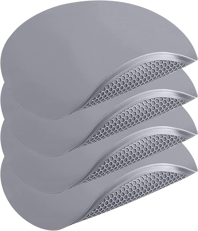 4 Pack 12 Inch Multi-Purpose Silicone Mat, As Drying Mat, Microwave Mat, Trivet, Pot Holder, Placemat, Utensils Rest, Pad for Hot Pans Plates Dishes Kitchen Countertop, Heat Resistant Mat, Light Gray