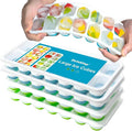 Ice Cube Trays for Freezer - 4 Pack 56 Cubes(1.7" x 1.2"), Easy Release Silicone Bottom+ PP Frame Ice Trays with Spill-Resistant Lids, Stackable, BPA-Free – for Cocktails, Coffee & Everyday Drinks