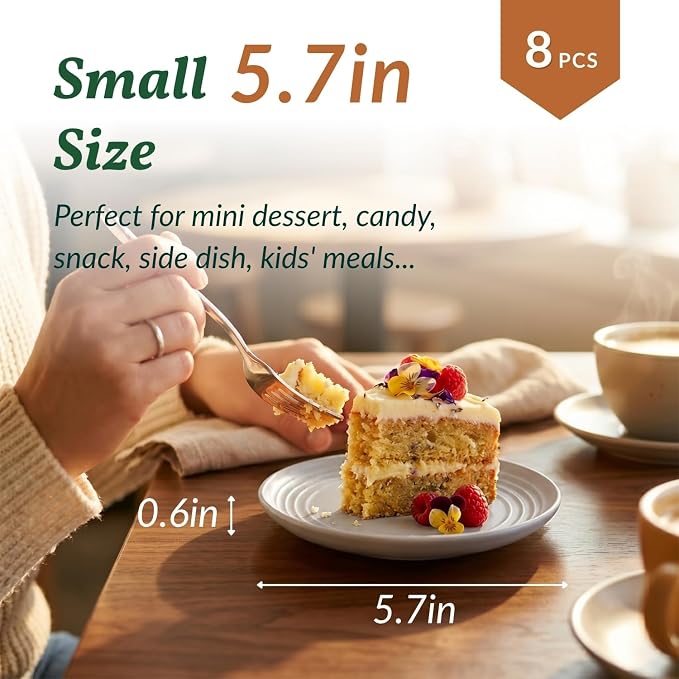 Wheat Straw Mini Plates | For Dessert, Appetizer, Breakfast & Snacks | Long-lasting Plastic Plates & Salad Plates Collection -8-Pack Small Plate Set -Island Series