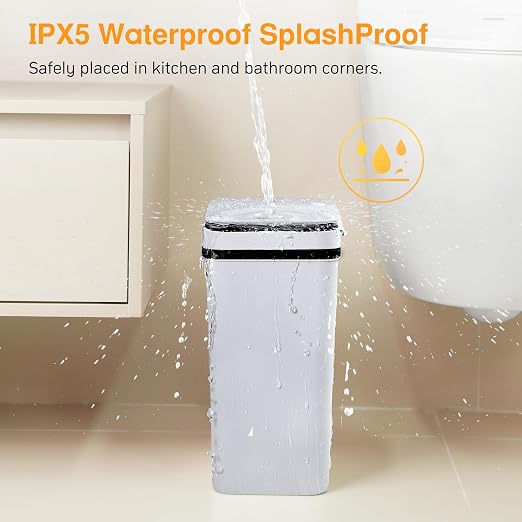 Automatic Bathroom Trash Can Touchless 2.6 Gallon Small Trash Cans with Lid Narrow Garbage Can for Kitchen, Toilet, Bedroom, RV, Living Room