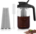 Cold Brew Coffee Maker, 32 oz Mason Jar Pitcher with Stainless Steel Filter, Pour Spout Handle Lid, Heavy Duty Glass Airtight & Leak-Proof for Iced Coffee,Tea & Lemonade