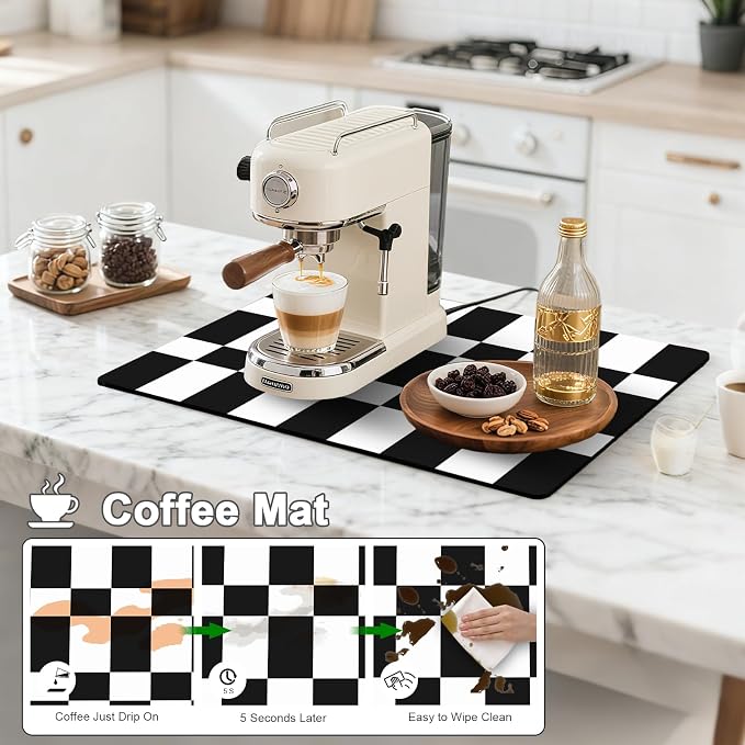 Dish Drying Mats for Kitchen Counter, Waterproof Coffee Mat for Countertop, Under Sink Mats, Coffee Bar Mat Accessories