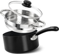 MICHELANGELO Nonstick Saucepan with Lid, Ceramic Sauce Pan Sets, Easy to Clean Sauce Pans, Multi-Purpose Cooking Pots, 3QT, Silver