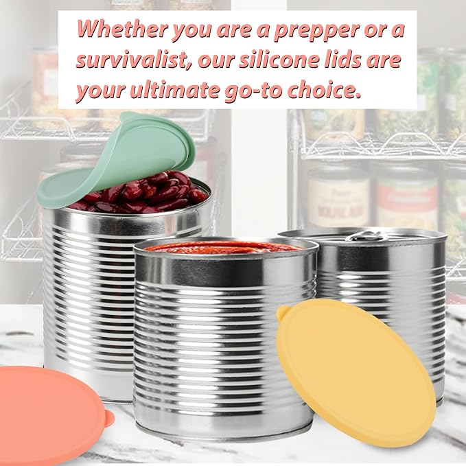 Webake Silicone Lids for #10 Cans, Food-Grade Reusable Can Covers, Light-Proof & Airtight Food Storage Lids for Preppers, Survivalists Supplies, Ideal Replacement for Plastic Lids, Pack of 6