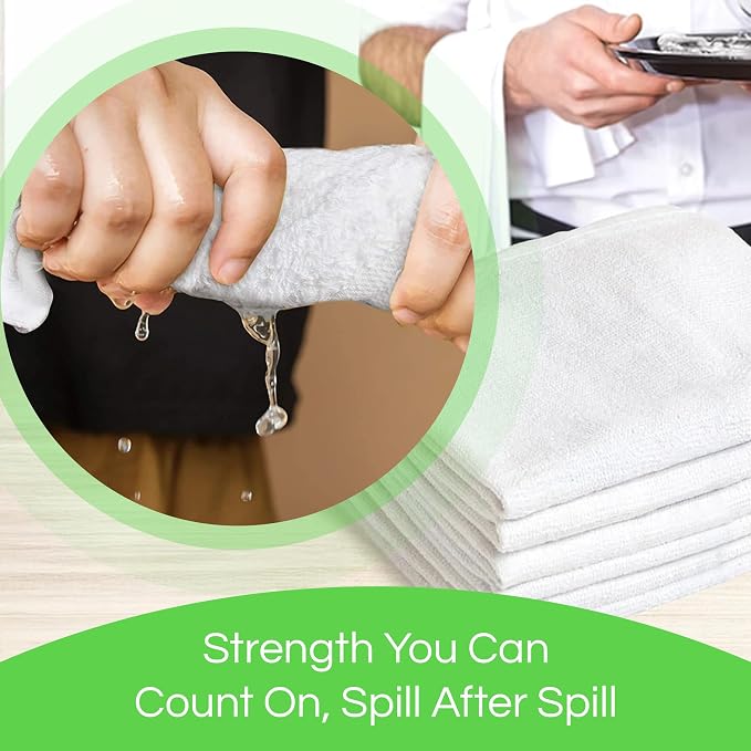 Towels N More 24-Pk 16x19 30 Oz. Absorbent Cotton Kitchen Bar Mop Towels | Reusable Kitchen Cleaning Towels for Chef, Cook, Home, Restaurant & Bar. Highly Absorbent, Multi-Purpose Cotton Towels
