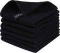 Homaxy 100% Cotton Waffle Weave Kitchen Dish Cloths 6-Pack, Black | 12 x 12 Inches, Ultra Soft Absorbent Dish Towels, Quick Drying Dish Rags with Hanging Loop