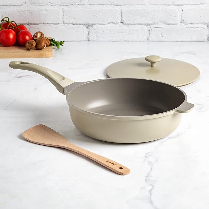 Goodful All-in-One Pan, Multilayer Nonstick Cookware Set, High-Performance Construction, Multipurpose Design Replaces Multiple Pots and Pans, Dishwasher Safe, 11-Inch, 4.4-Quart Capacity, Linen