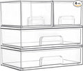 Vtopmart Stackable Storage Drawers Set of 4, Clear Plastic Organizer Bins for Bathroom Supplies,Ideal for Cabinet,Pantry,Laundry Room Organization