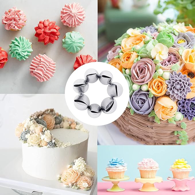 Ruffle Piping Tips Set, Rose Petal Flower Tips for Cake Decorating