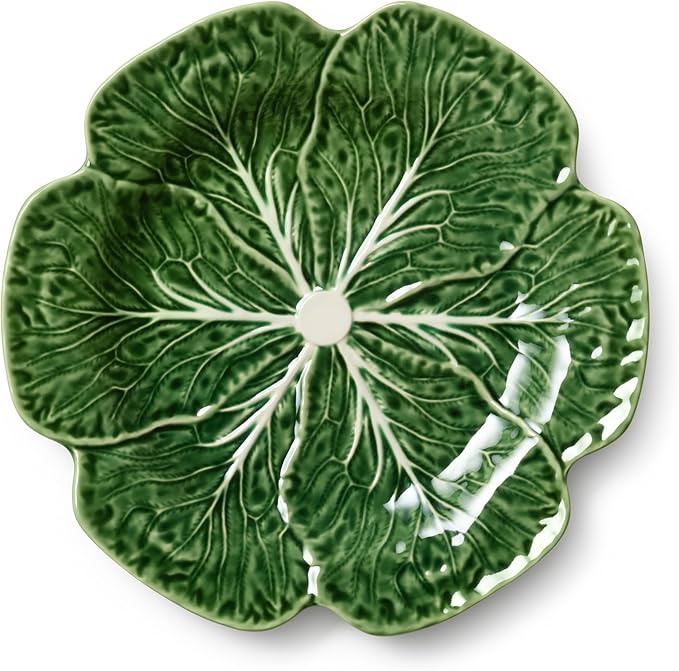 Le Jardin Green Cabbage Plates - Dinner, SET OF FOUR -11" Sculpted Green Stoneware Leaf Plates – Seasonal Garden-Inspired Tableware for Spring & Summer Dining and Entertaining