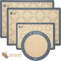 Silicone Baking Mat Set of 4, 2 Medium 16.5"x11.6", 1 Small 11.8"x8.4", 1 Piece 9" Round, All Mats 0.7mm Thick, Food Grade Non-Stick Reusable Baking Mats for Pizza, Bread, Pastry, Macarons