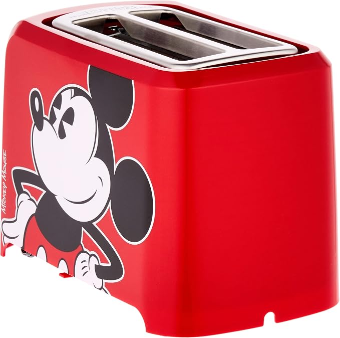 Disney Mickey Mouse 2 Slice Toaster by Select Brands - Disney Toaster for Breakfast Toast & Sandwich Bread - Kitchen Essential with Browning Control - Self-Centering Slots & High Rise Toast Lift