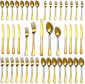 40 Pcs Gold Silverware Set for 8, Food Grade Stainless Steel Flatware Set, Eating Utensils Sets Include Fork/Knife/Spoon, Reusable Cutlery Set for Home Kitchen, Dishwasher Safe, Round Edge