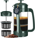 ESPRO P3 French Press Coffee Maker, 32oz, Green, Double Micro Filter Press | Grit-Free Coffee Press, Thicker Borosilicate Heat Resistant Glass french press, Tea Press, Easy Coffee Brewer, Tea Brewer