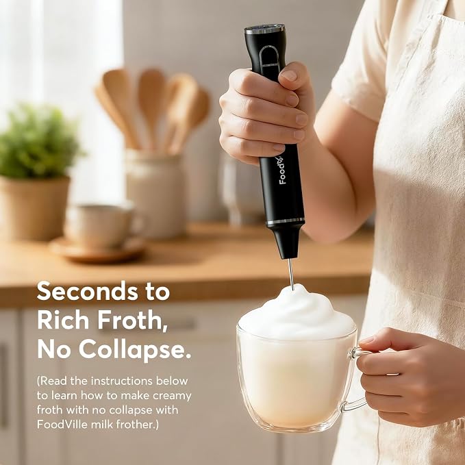 MF06 Rechargeable Milk Frother 1800 Mah with 9 Speed and 3 Frother, LED Display Screen, Storage Stand, for Coffee Milk Foam, Cappuccino, Latte, Keto Diet, Protein Powder, Matcha, Bulletproof