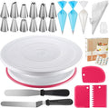 Kootek 71 Cake Decorating Kit Baking Supplies Tools for Beginners & Pros | Cake Stand Turntable, Icing Piping Tips, Disposable Reusable Pastry Bag, Spatulas, Video Tutorial, Pattern Chart