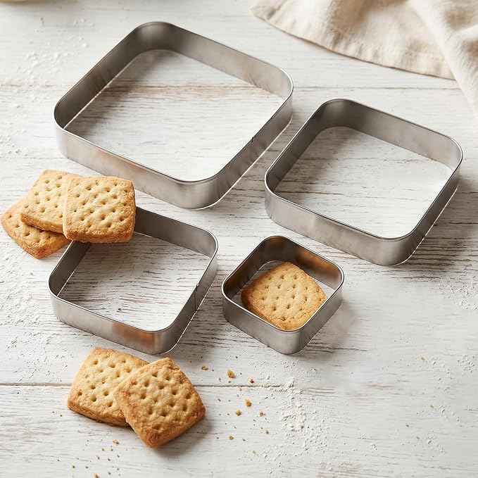 Rounded Square Cookie Cutter Stainless Steel Plaque Cookie Cutters Geometric Frame Cookie Cutters Shapes Molds for Baking 1 Inch Depth