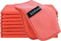 Dish Cloths for Washing Dishes with Scrub Side, Microfiber Dish Rags | Dual-sided microfiber dish cloths with scrubber for stuck-on food, quick dry kitchen washcloths 9 Pack, 7" x 7 Inch Red