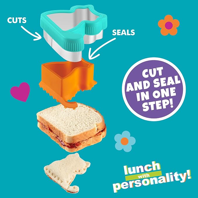 Uncrustable Sandwich Cutter & Sealer 5Pc Value Set | Make 5 Unique Fun Crustless Stuffed Shapes | Peanut Butter Jelly Kids Meals for Bento Lunch Box & Back to School- Bread