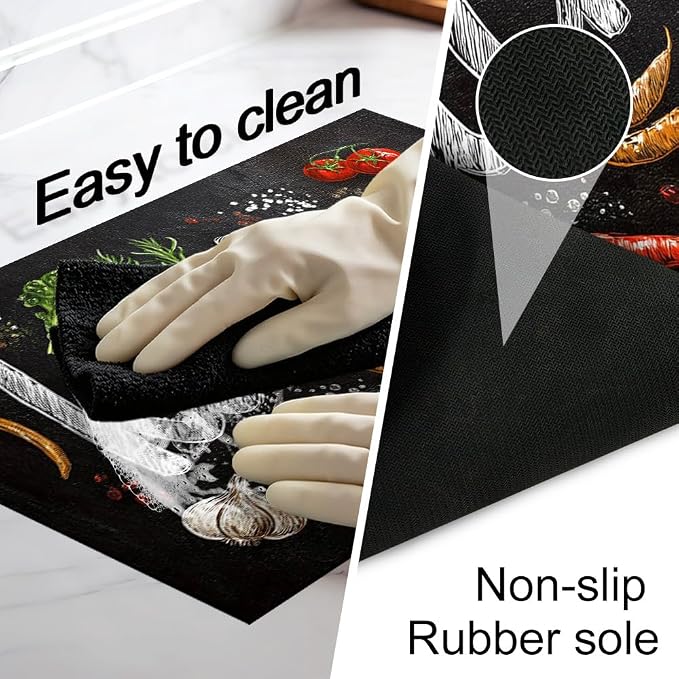 Chalkboard Kitchen Word Art Stove Top Cover 28.35x20.47in Farmhouse | Chalkboard kitchen word art stove top cover 28.35x20.47 in; herb spice farmhouse cooktop mat dishwasher safe machine washable