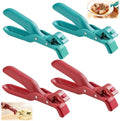 4PCS Hot Plate Gripper Tong, Dip Clips for Plate, Bowl Holder for Hot Food, Anti Scald Bowl Holder Clips for Kitchen (Red + Blue)