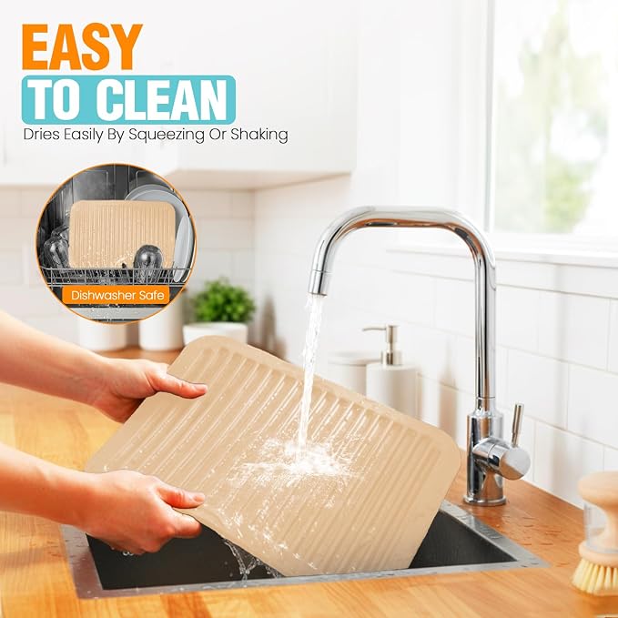 Silicone Trivets for Hot Pots and Pans - 2 Heat Resistant Pot Holders Silicone Trivet Mat Multipurpose Counter Pads (Beige)