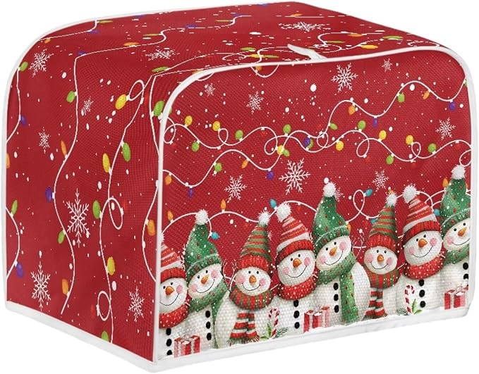 Christmas Toaster Cover 2 Slice Bread Toaster Oven Dustproof Cover, Snowman Pattern Waterproof Kitchen Small Appliance Cover Home Kitchen Accessories Xmas Decor