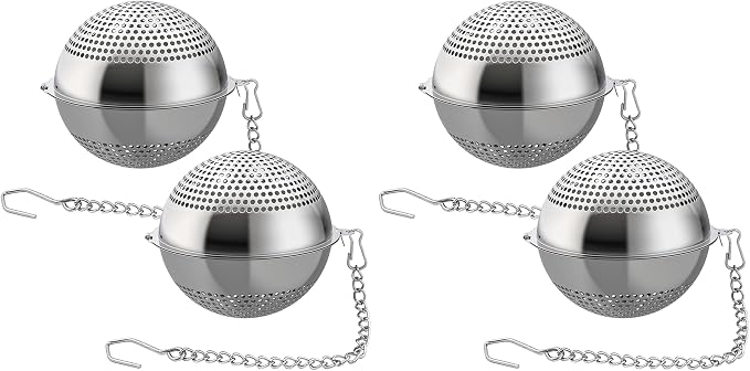 4 Pack Food Grade 304 Stainless Steel Mesh Tea Ball 2.1 Inch Tea Infuser Strainer Filter Diffuser for Loose Tea