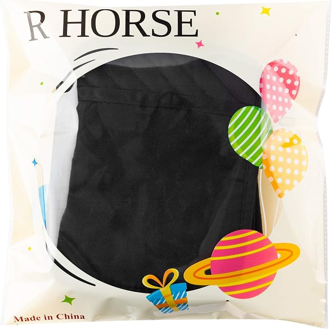 R HORSE 6Pcs Black Pot Holders with Pocket for Kitchen, 7''x 9'' | Cotton Potholders, Heat Resistant Oven Mitts, Non-slip Terry Cloth Trivet, Ideal for Baking Cooking, Machine Wash