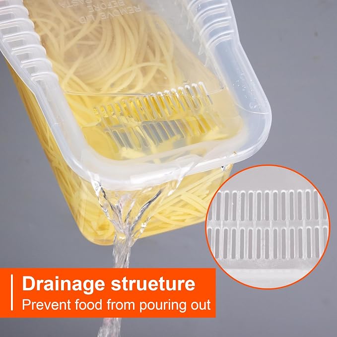 Microwave Pasta Cooker with Strainer Lid & Built-in Measuring Card | Quickly Cook 1-4 Servings-No Mess, Sticking or Waiting for Boil, Pasta Cooker in Microwave for Dorm, RV,Kitchen & Quick Meals