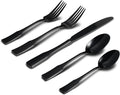 Alata Kate Black Mirror 20-Piece Silverware, Service for 4, Stainless Steel Flatware, Mirror Polished Cutlery, Dishwasher Safe