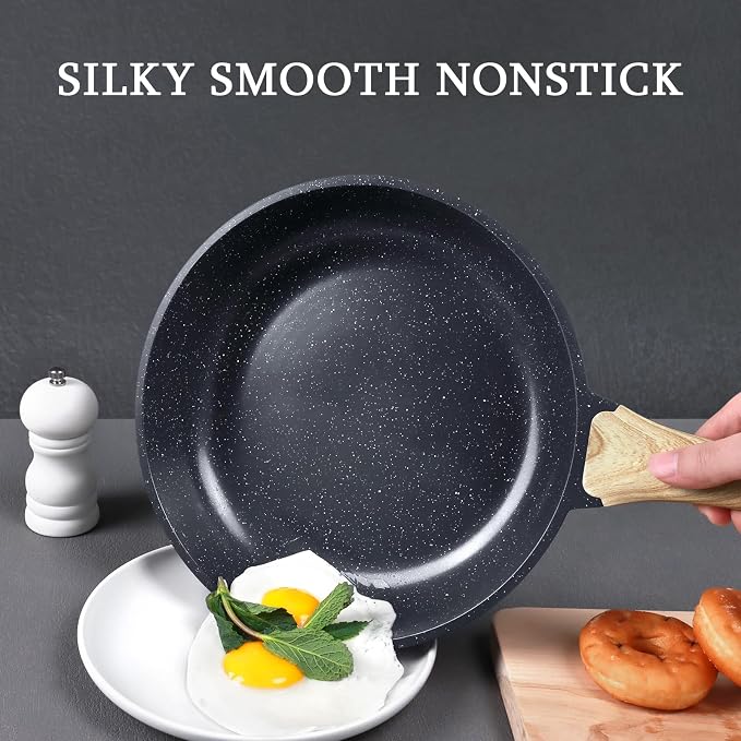 GiPP Non Stick Frying Pan - 8" Nonstick Pan Skillet with Ceramic Coating,Non Toxic Fry Pans for Cooking, Omelette Pan with Stay Cool Handle, Induction Compatible, PFAS/PTFE/PFOA Free (Gray)