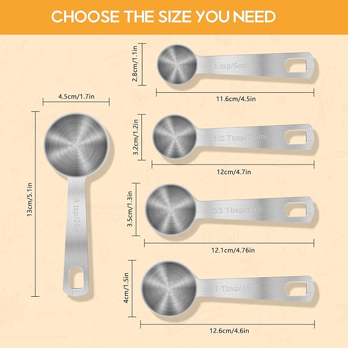 2 PCS 2 Teaspoon(10 mL | 10 cc | 2 Tsp | 2/3 Tablespoon) Stainless Steel Single Measuring Spoon, Easy to Use and Easy to Wash Metal Measuring Spoons Kitchen Gadgets for Cooking & Baking